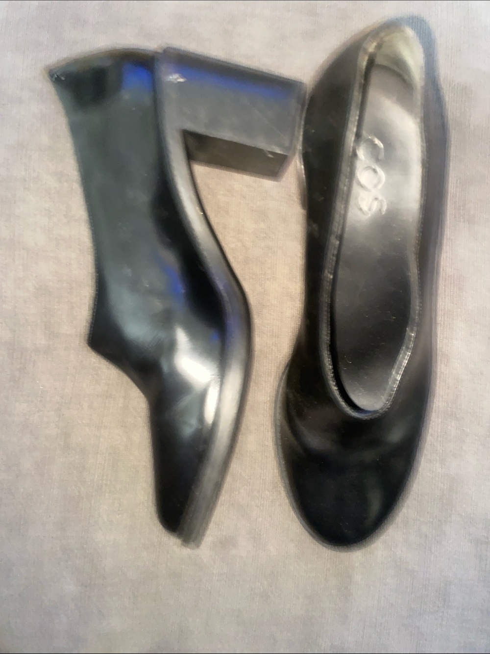 COS Black Leather Low-Heel Ballet Pumps
